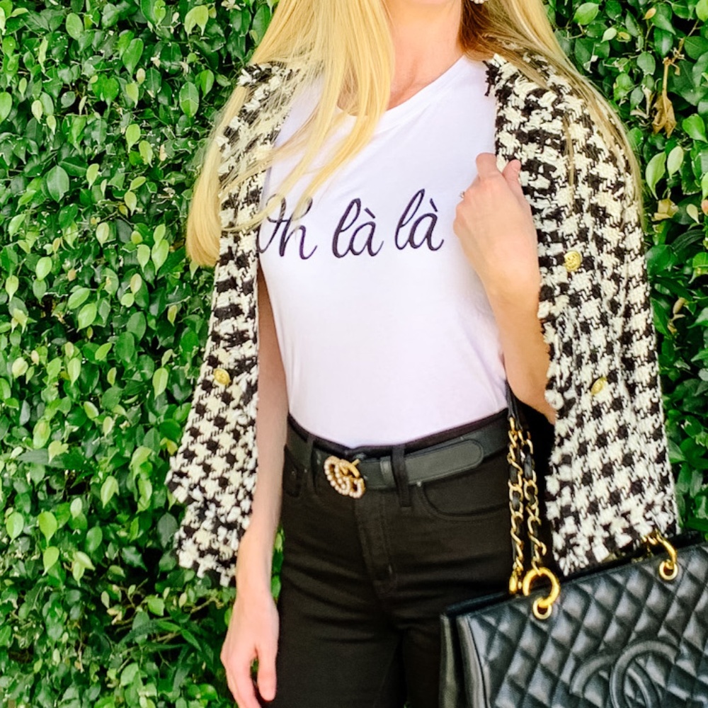 Black and cream houndstooth jacket